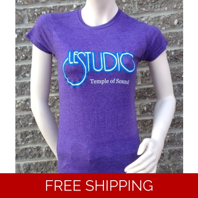 Girlie Purple Wash Round-Neck White & Blue Front Logo